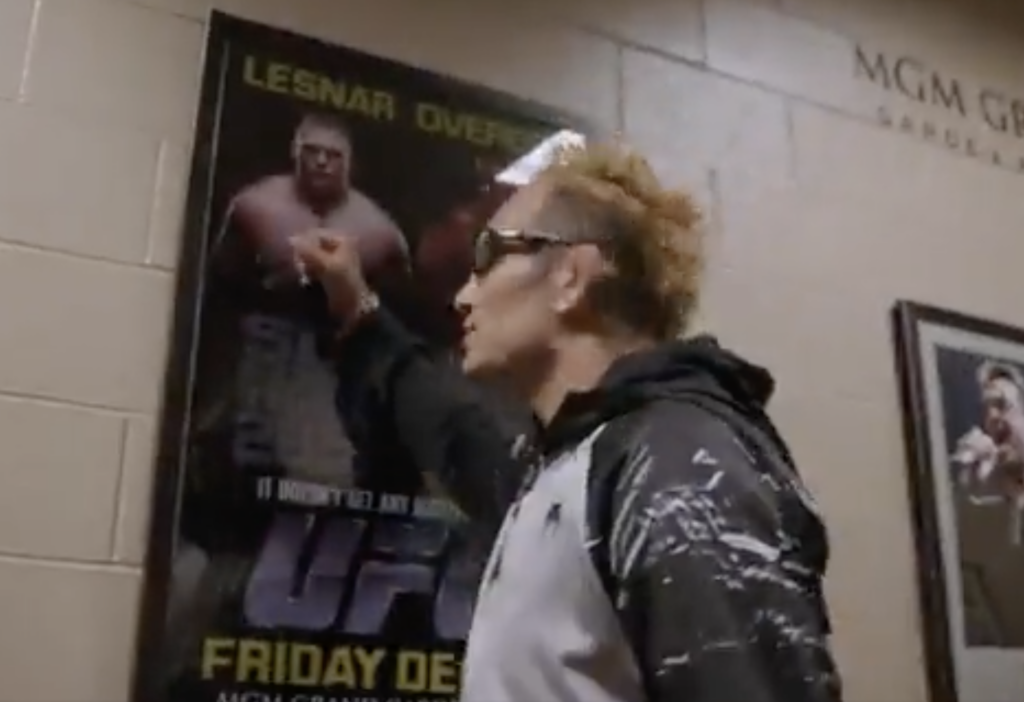 Tony Ferguson showed his respect for Brock Lesnar backstage at UFC 279