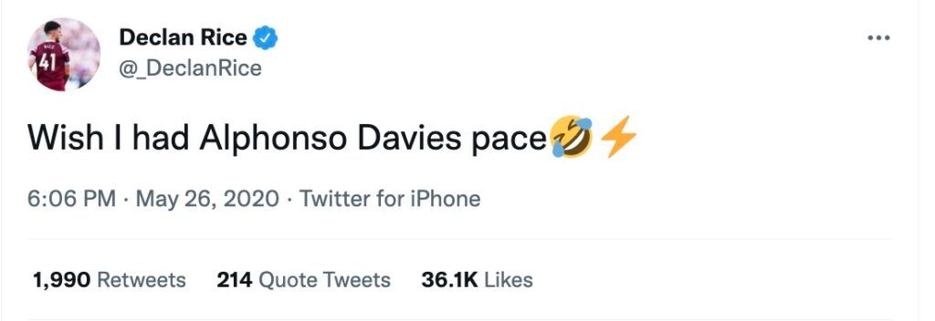 Rice reacts to Davies' pace.