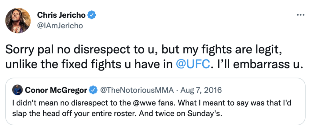 Chris Jericho responds to Conor McGregor's WWE dig