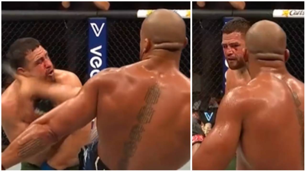 UFC Paris Tui Tuivasa shrugs off monster kick to the chin from Ciryl Gane