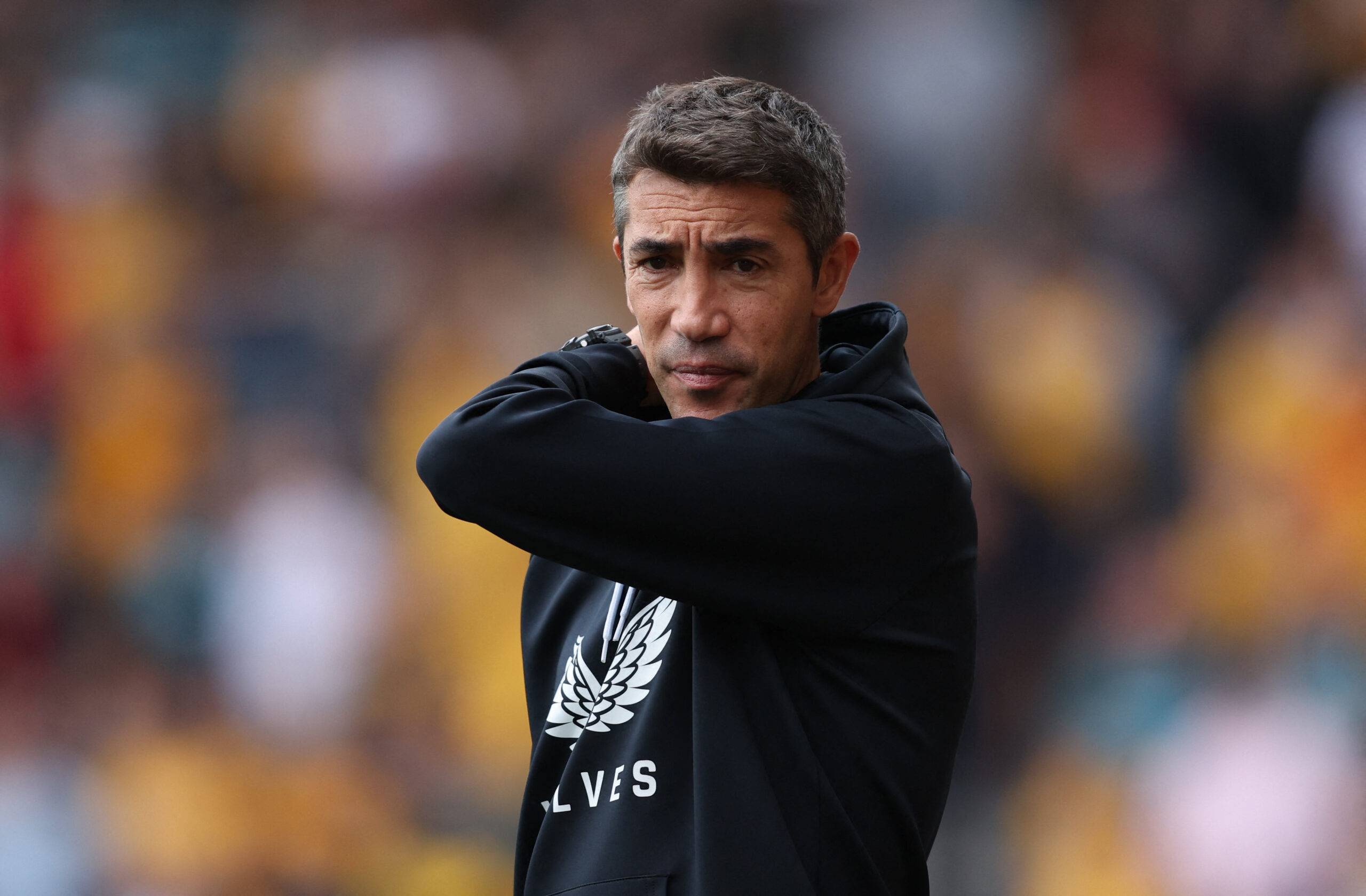 Wolverhampton Wanderers boss Bruno Lage looking concerned