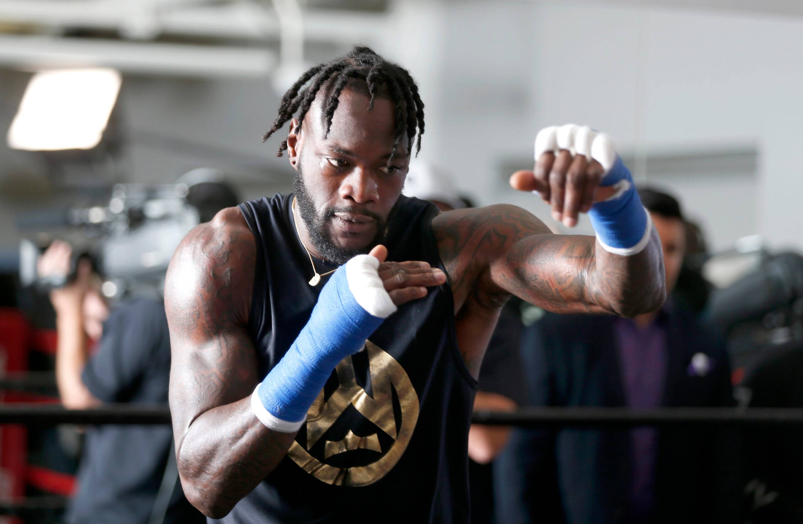 Deontay Wilder hosts a media workout ahead of his fight with Robert Helenius