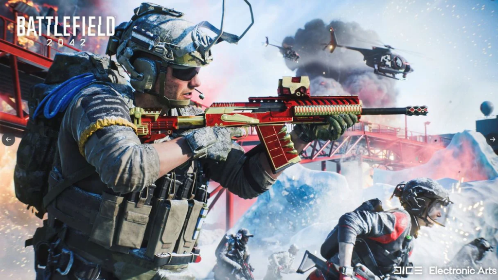 Battlefield 2042 cover art featuring a man with a gun