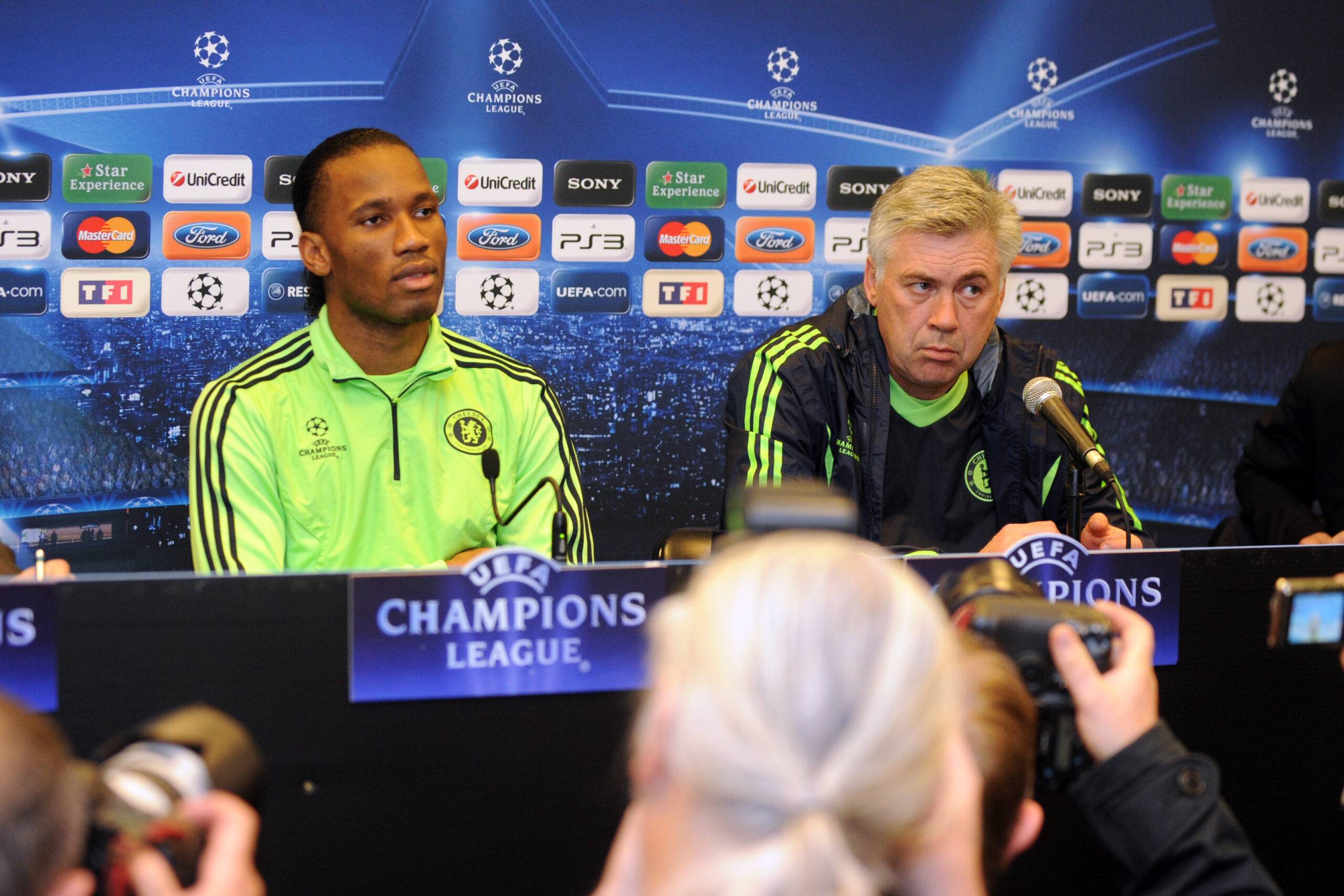 Drogba and Ancelotti at Chelsea.