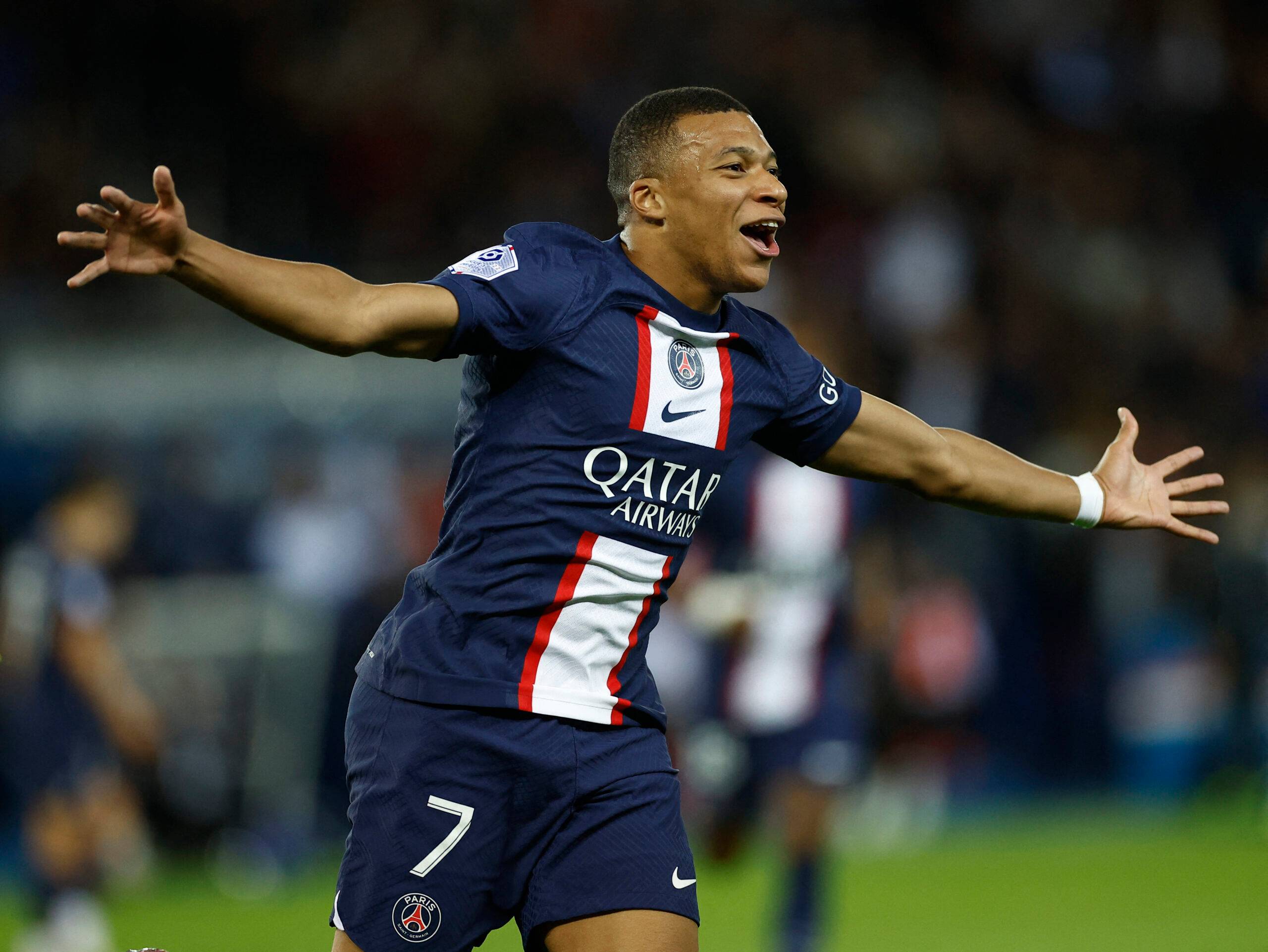 Mbappe in action for PSG.