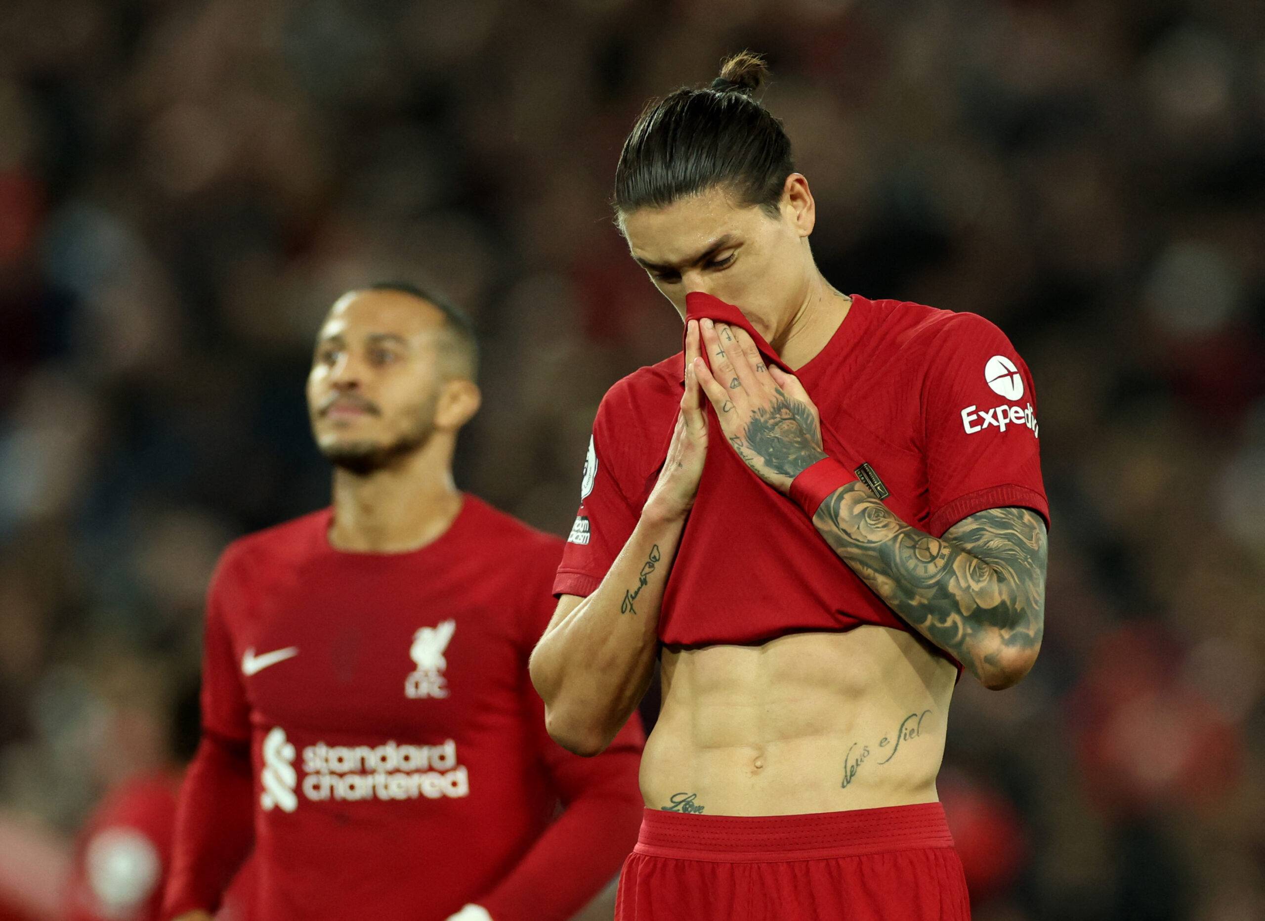 Liverpool's Nunez looks gutted.