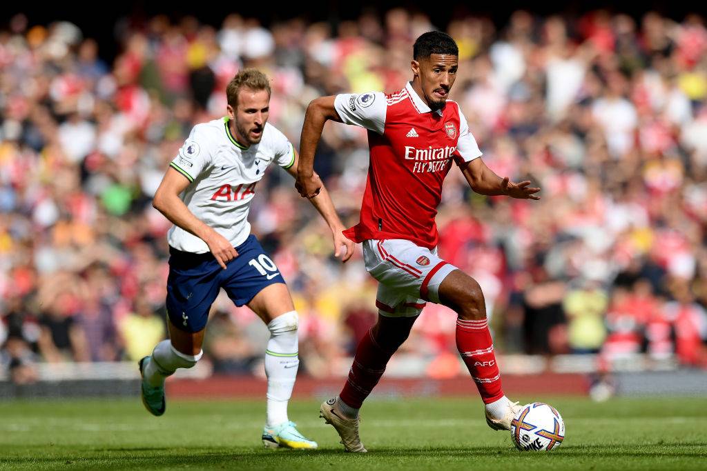 William Saliba in action for Arsenal vs Spurs