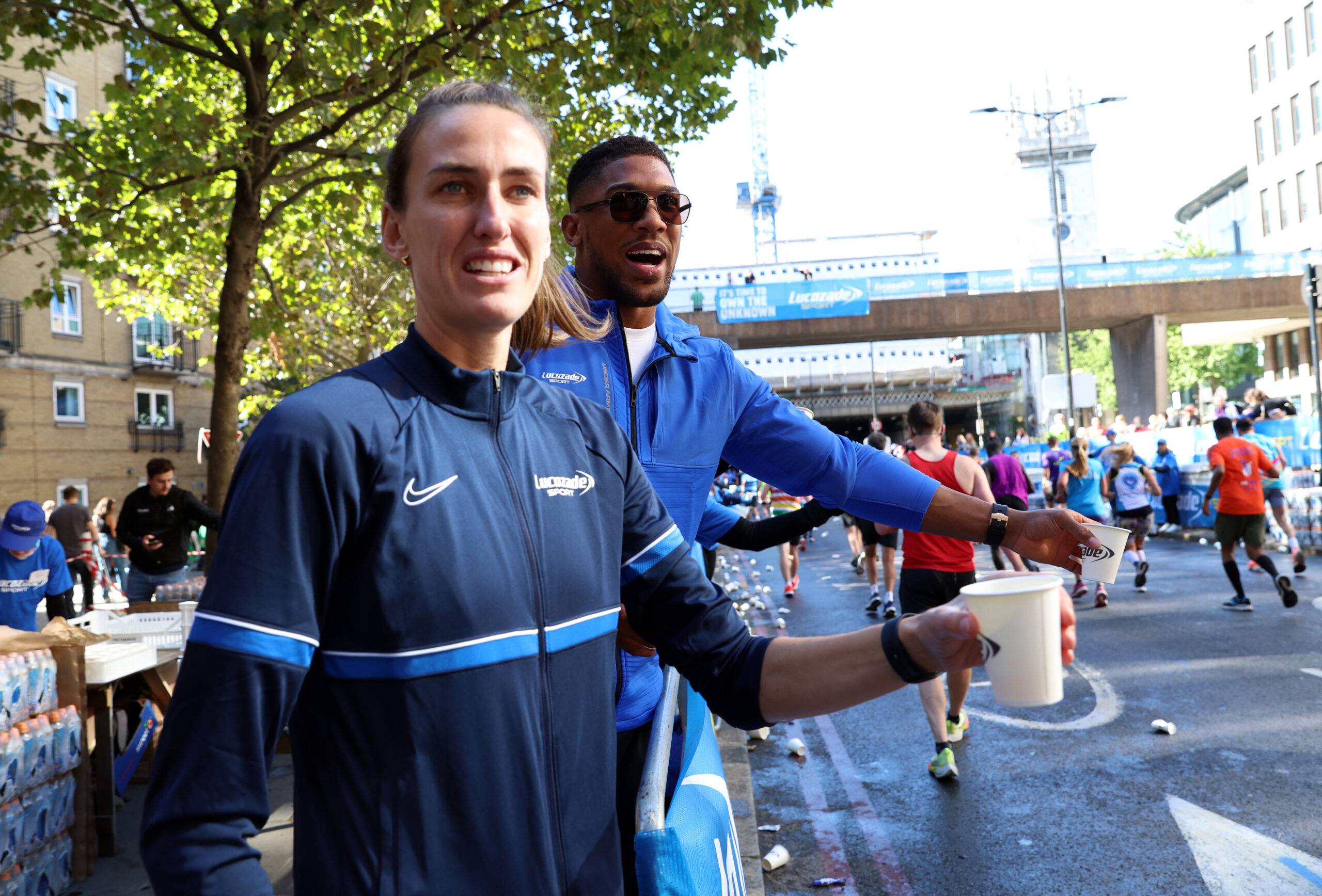 Jill Scott and Anthony Joshua at the London Marathon