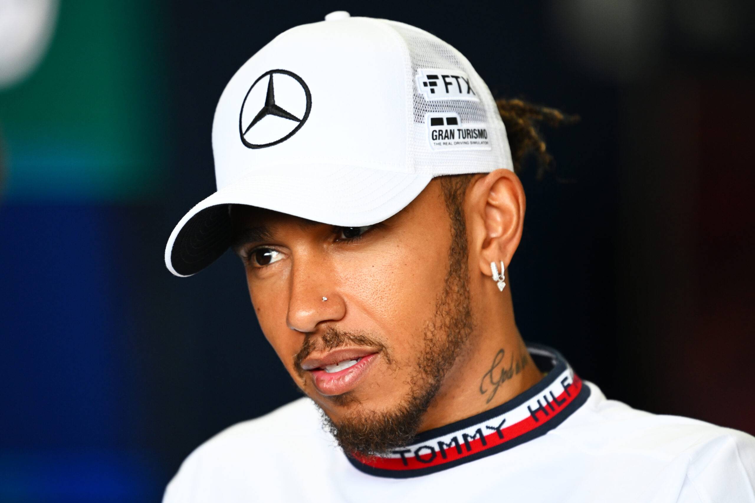 Lewis Hamilton speaks to the press before the Japanese Grand Prix