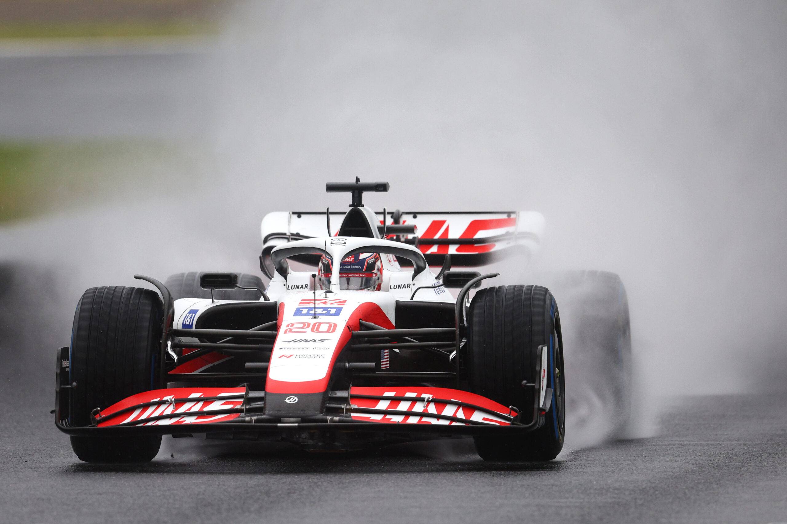 Kevin Magnussen driving in FP2 at the Japanese Grand Prix