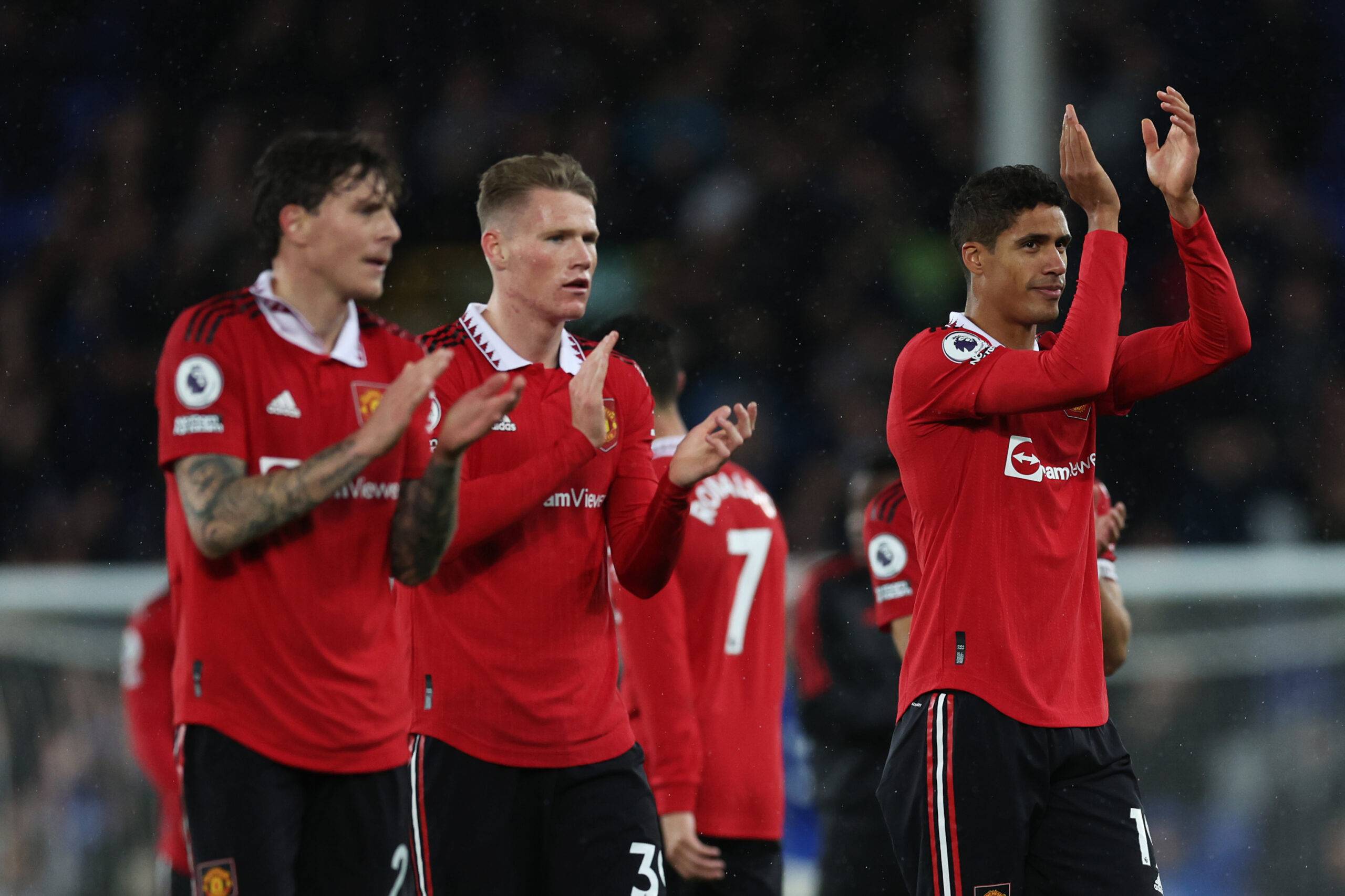 Raphael Varane applauds Man Utd fans