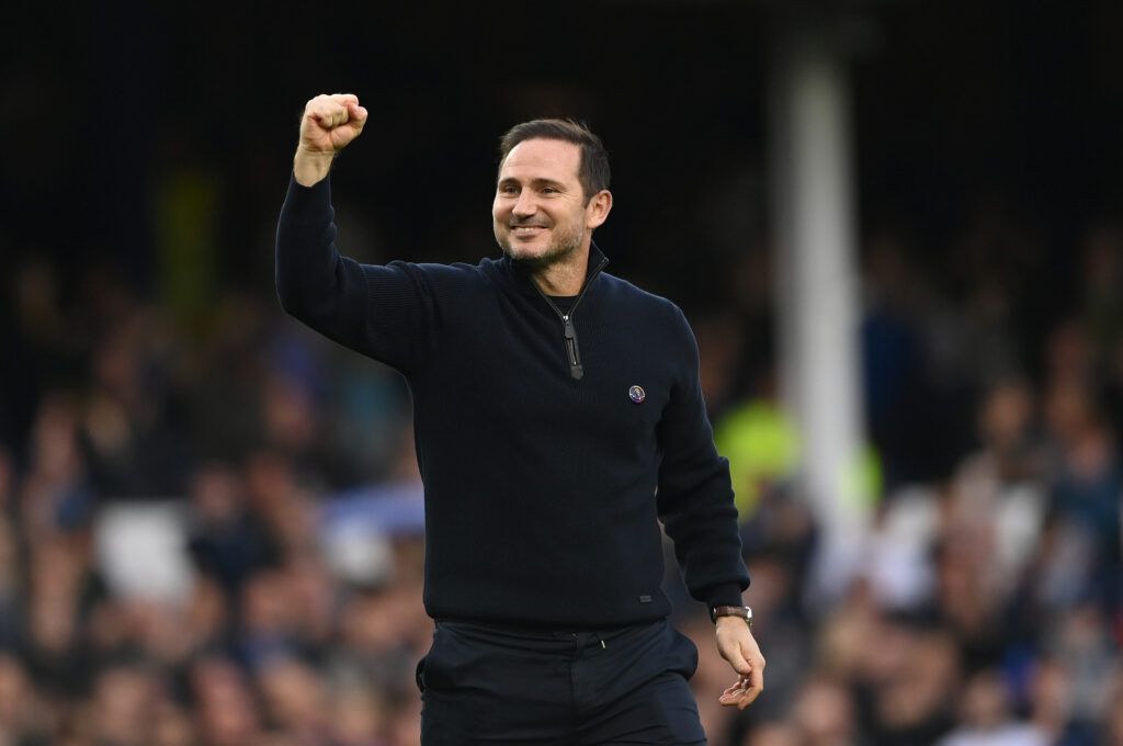 Le manager d'Everton, Frank Lampard, célèbre la victoire après le match de Premier League