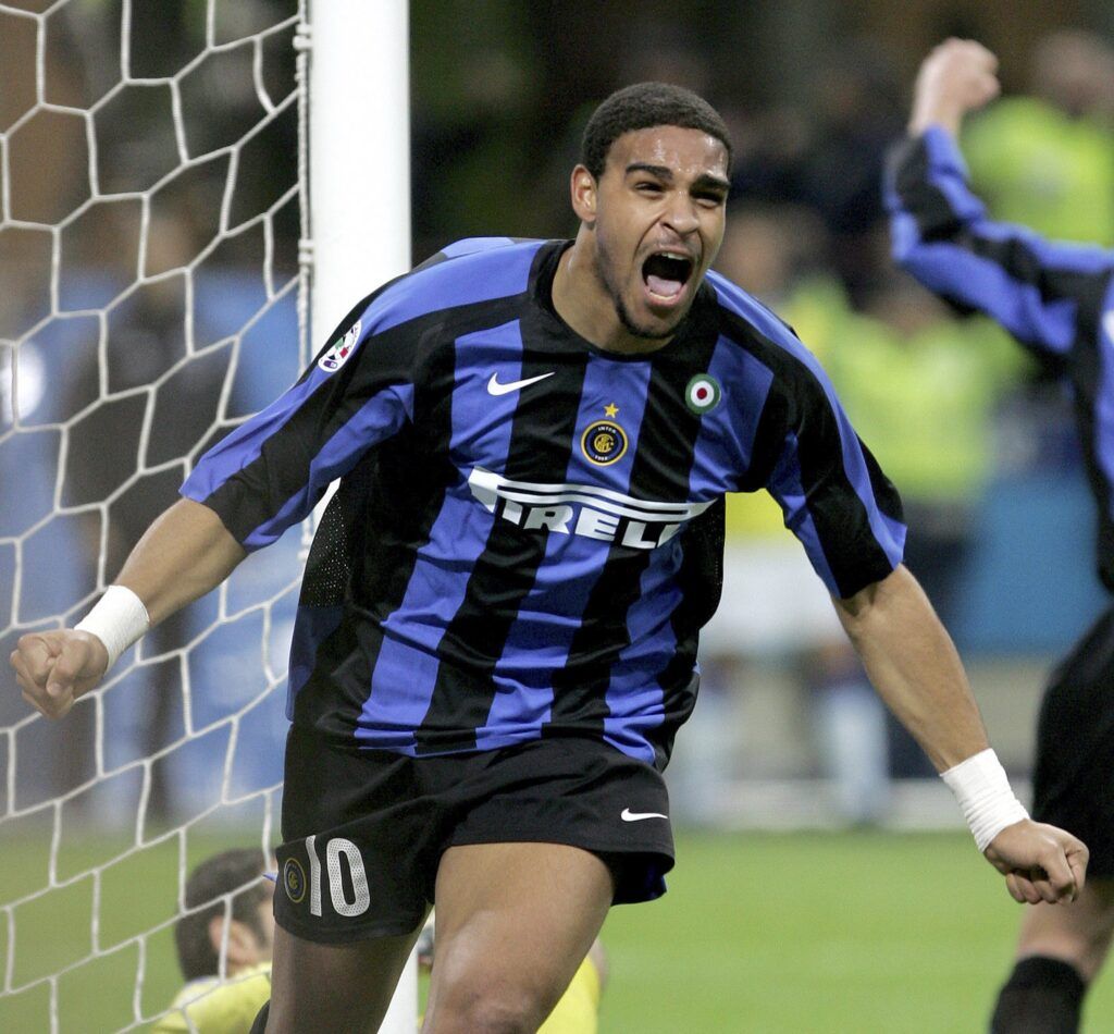 Adriano celebrates scoring goal for Inter Milan