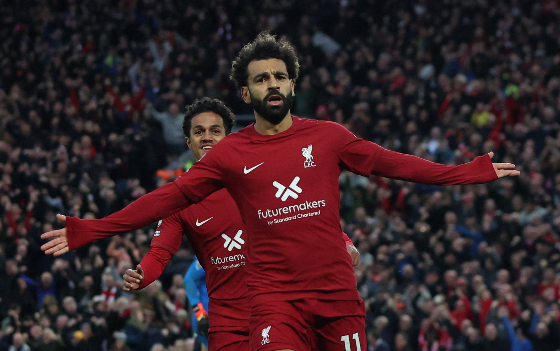 Liverpool star Mohamed Salah celebrates