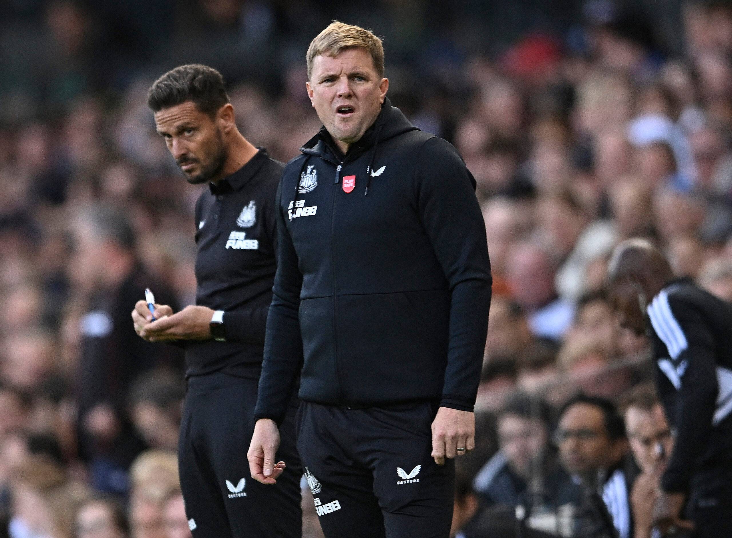 Newcastle United manager Eddie Howe looks on during Fulham clash