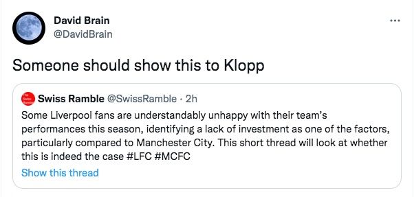 Fans react to Liverpool vs Man City thread