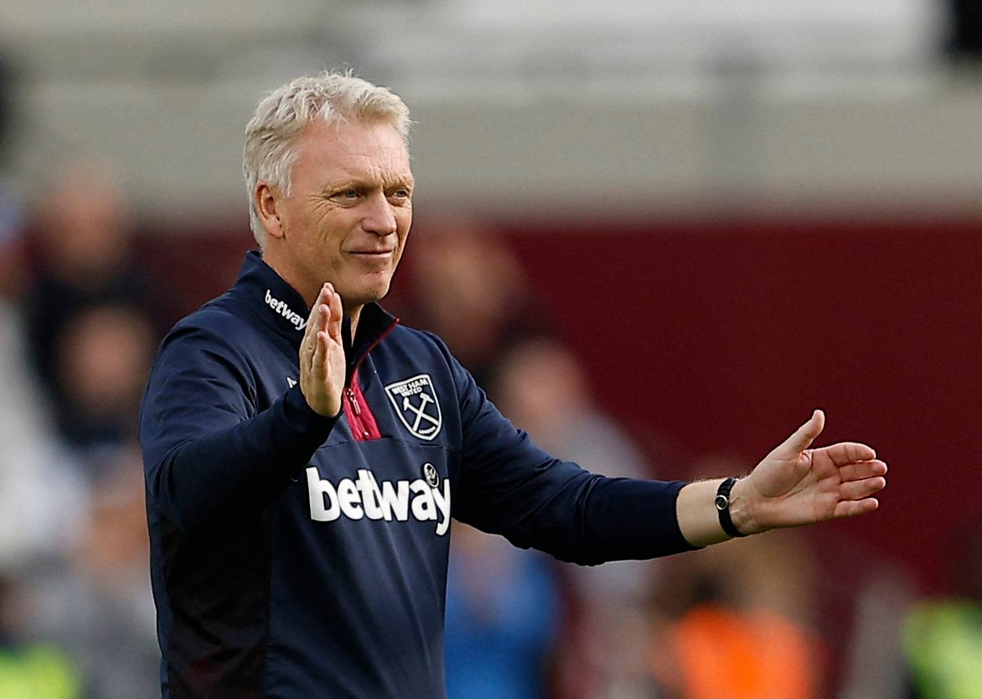 West Ham United manager David Moyes looking pleased