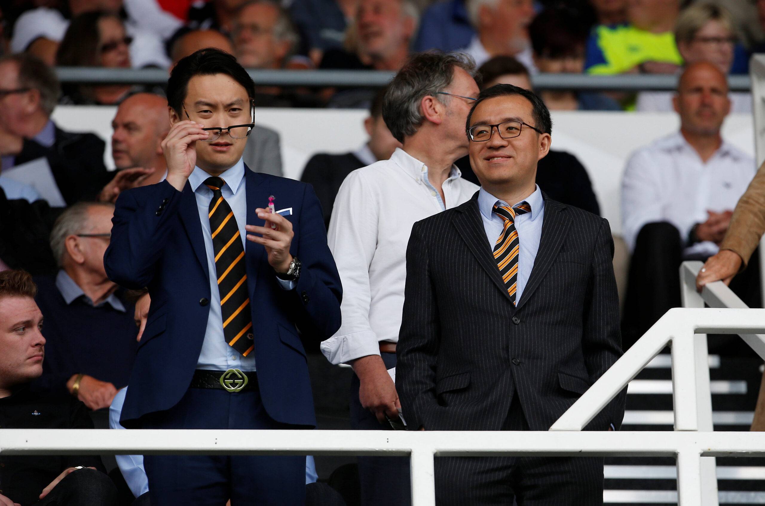 Wolverhampton Wanderers chairman Jeff Shi watches on