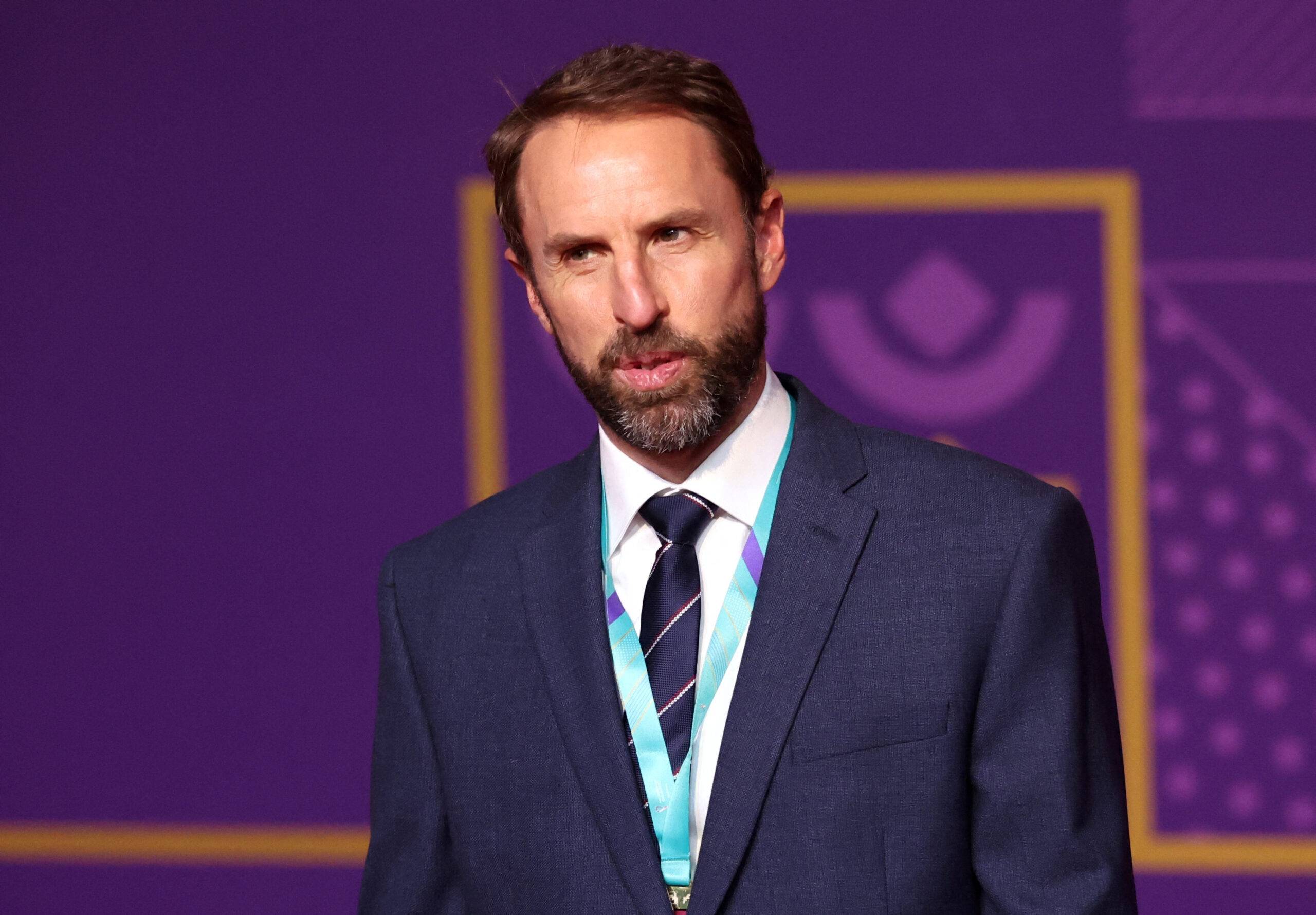 Southgate at the 2022 World Cup draw.