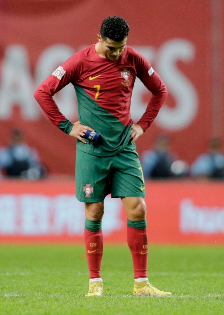 Ronaldo looks miffed after a Portugal match.