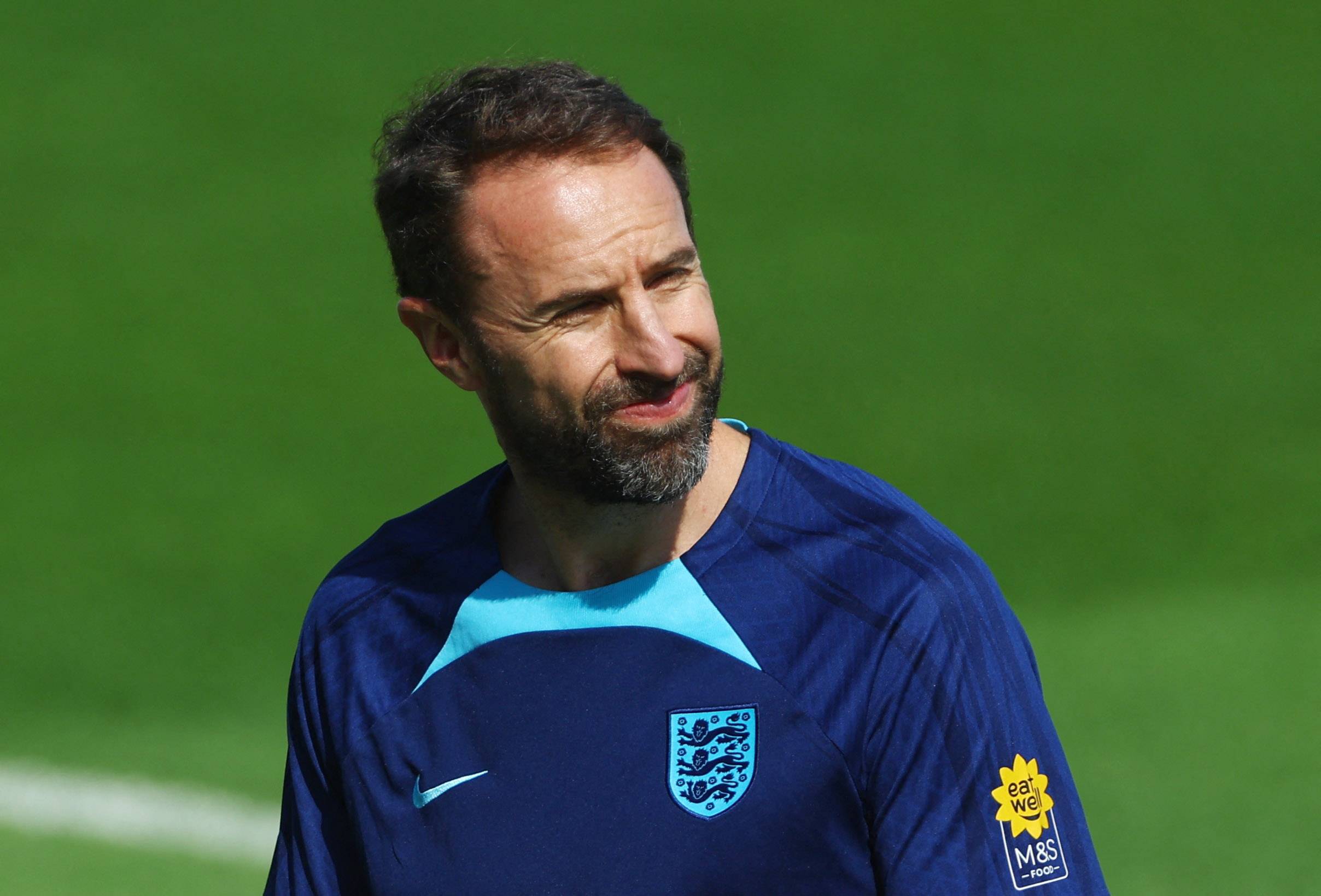 England's Southgate in World Cup training.