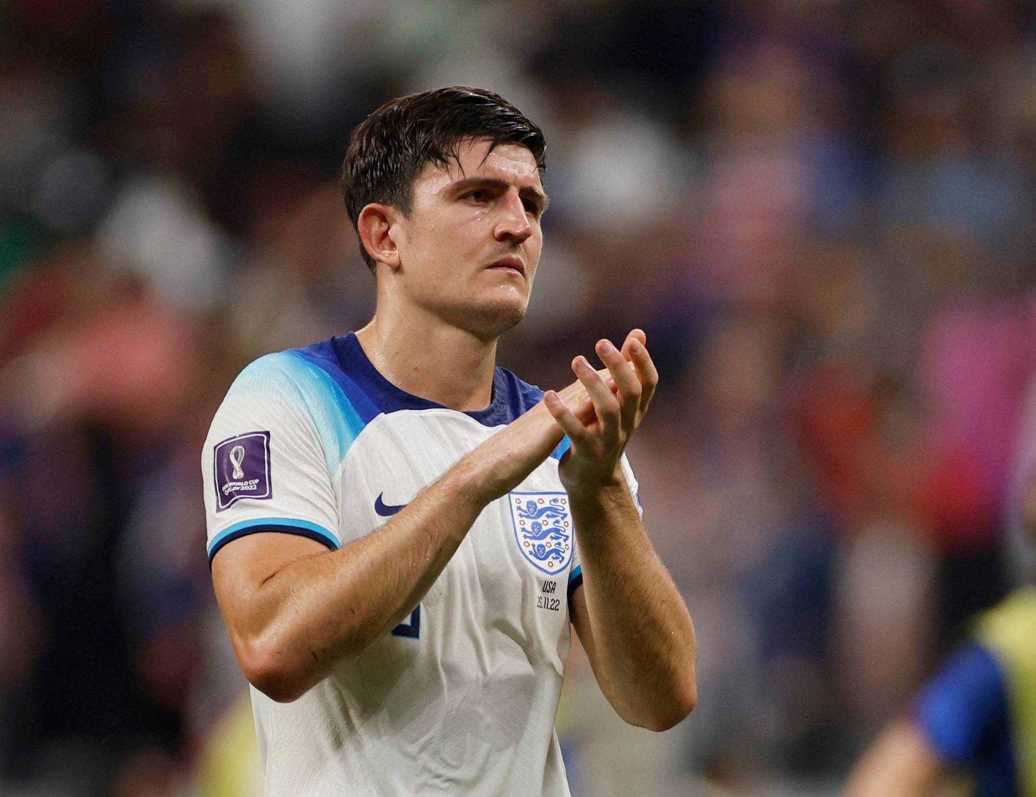 England's Maguire clapping vs USA.
