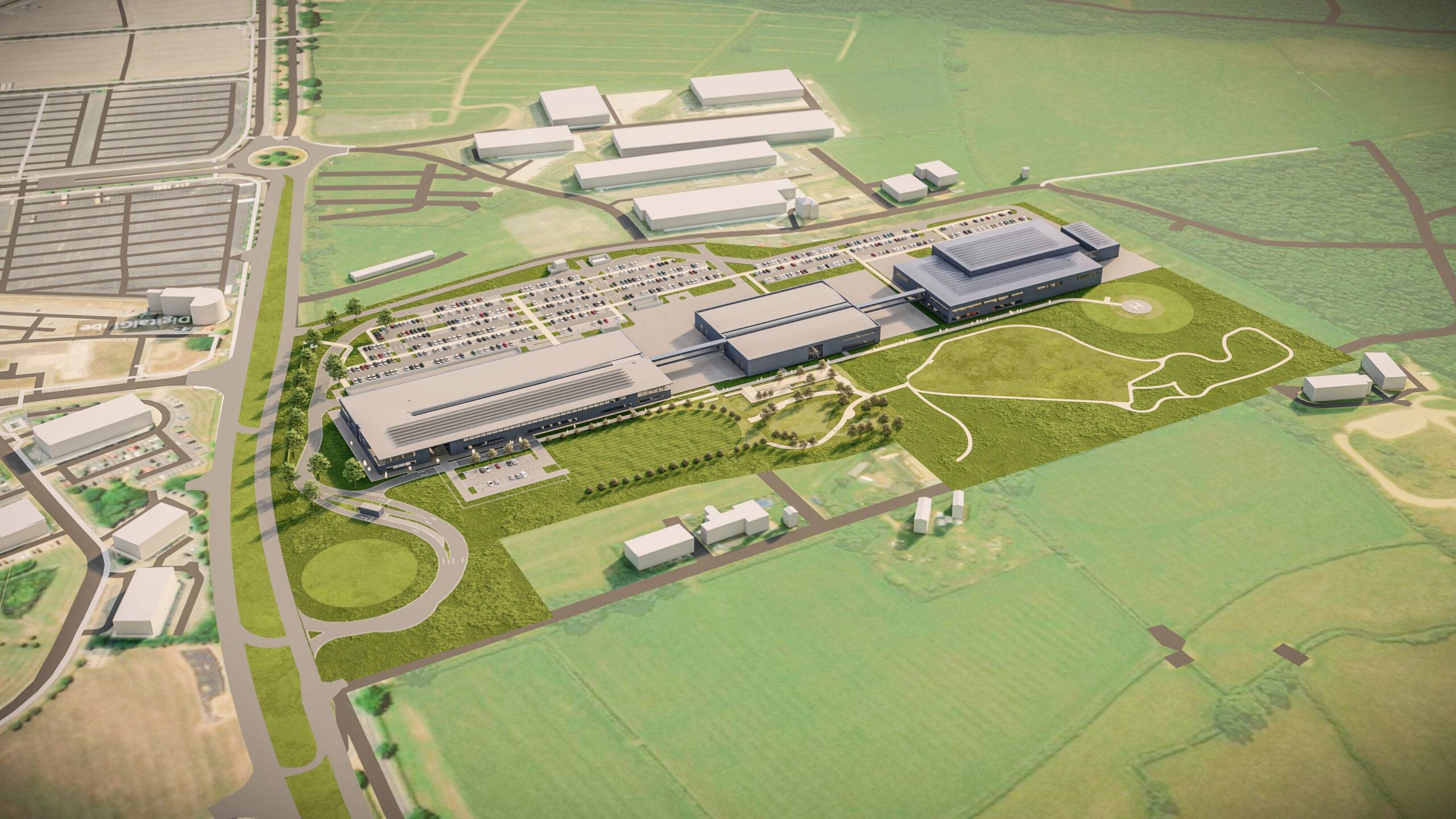 Aston Martin factory campus render