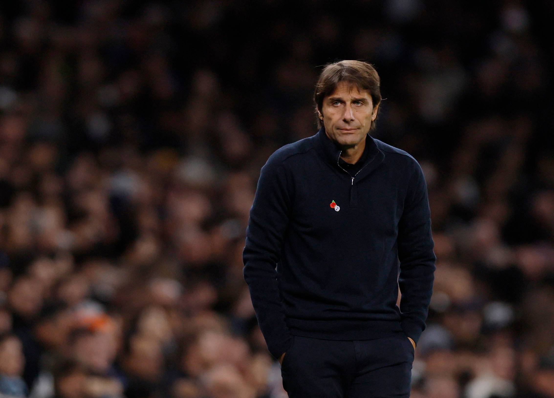 Antonio Conte on the touchline during Tottenham Hotspur's encounter with Liverpool