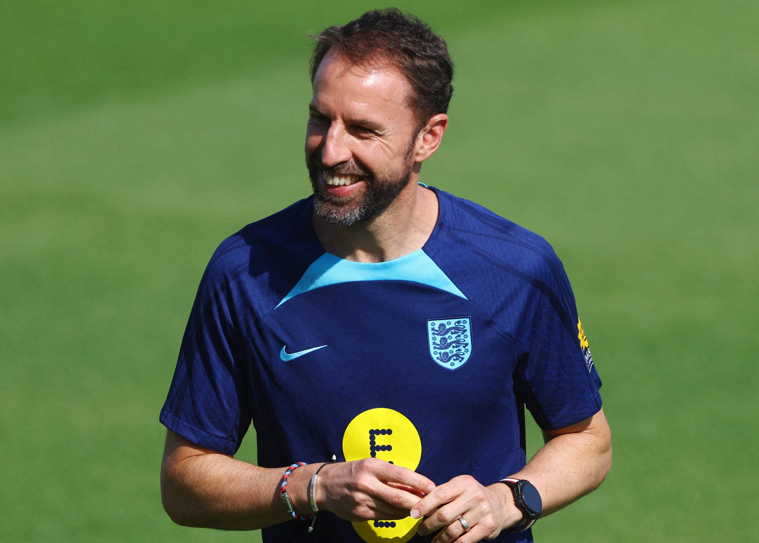 England boss Gareth Southgate watches on