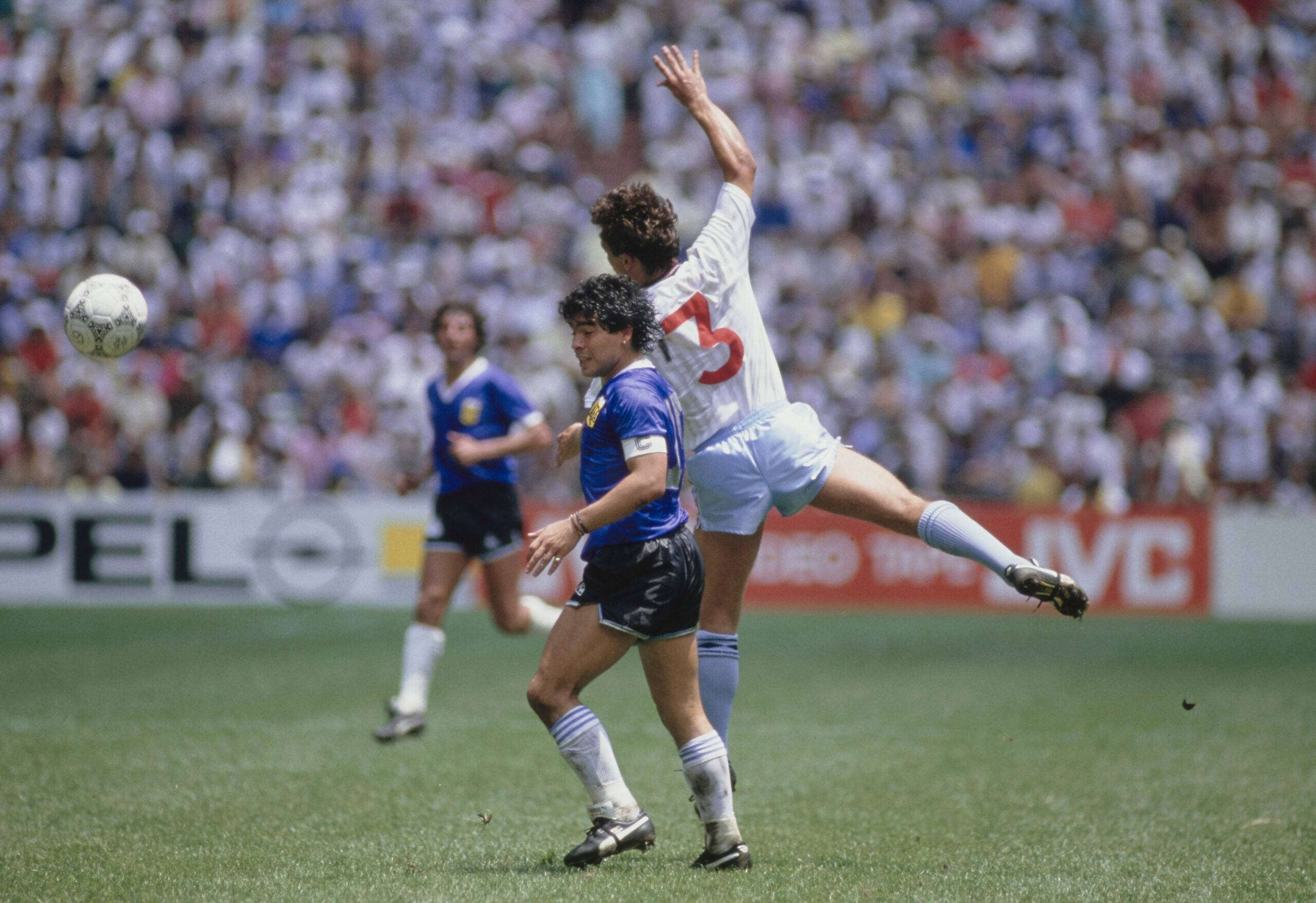 Argentina's Maradona competing with England.