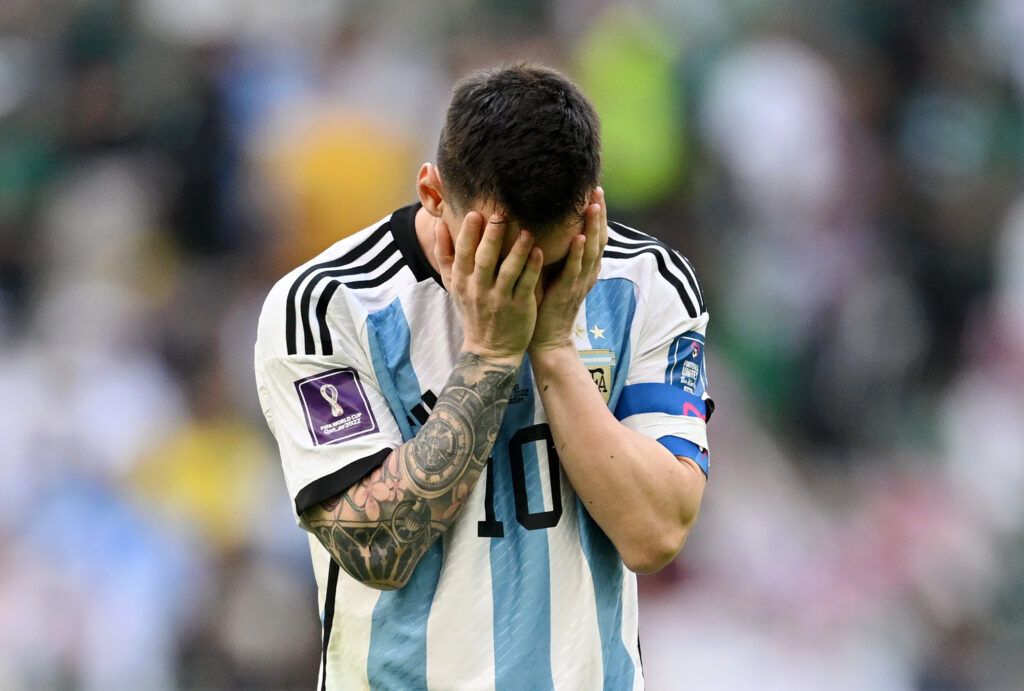Lionel Messi looking dejected.