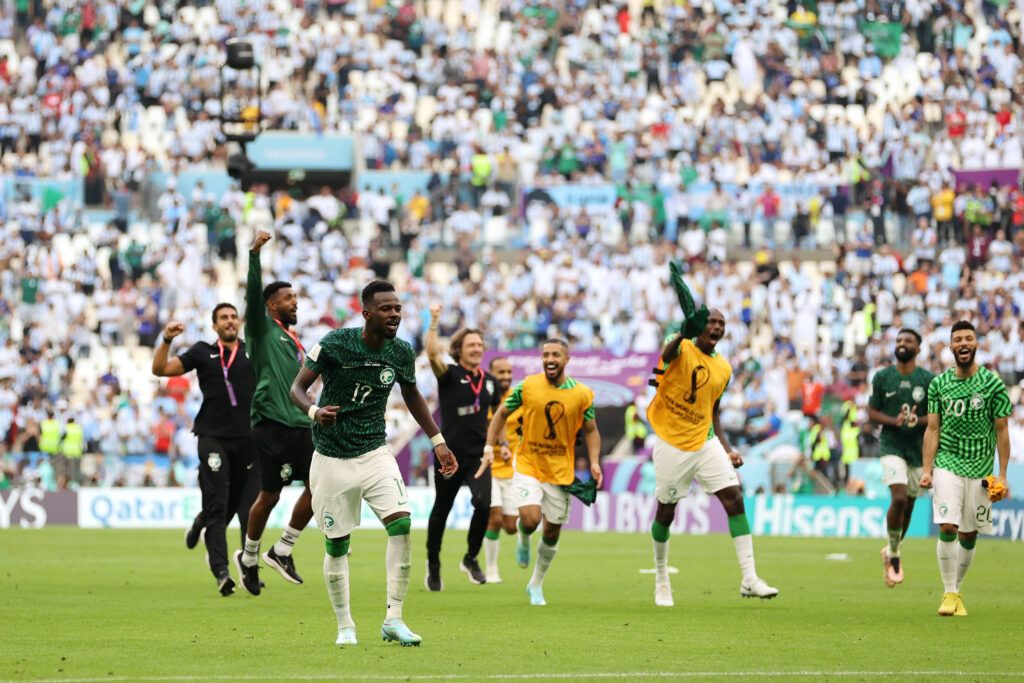 Saudi Arabia celebrate their win vs Argentina