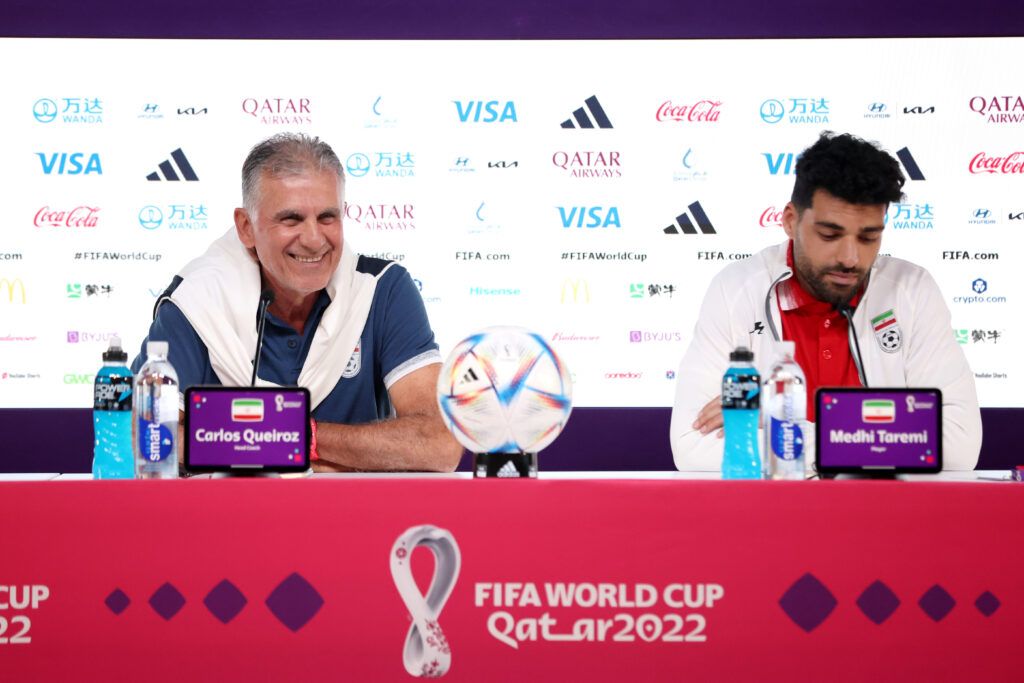 Carlos Queiroz, Head Coach of IR Iran, and Mehdi Taremi, speak at a World Cup 2022 press conference