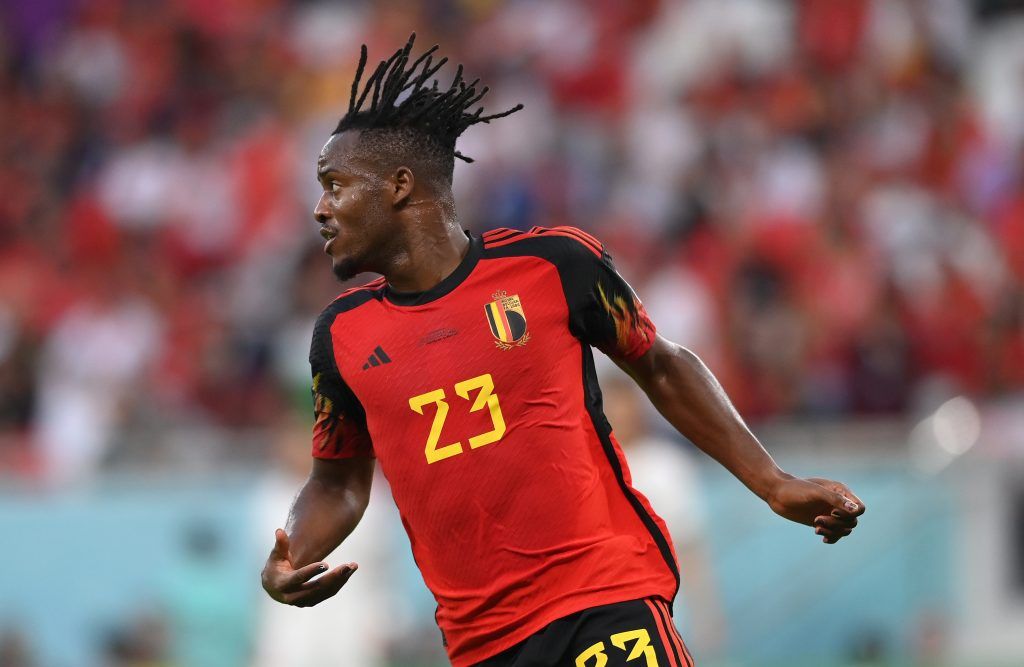 Michy Batshuayi of Belgium in action during the Group F match of FIFA World Cup Qatar 2022 between Belgium and Morocco at Al Thumama Stadium on November 27, 2022 in Doha, Qatar