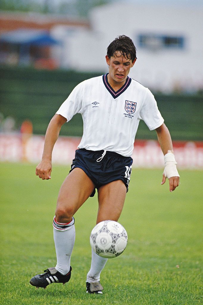 Gary Lineker in action for England