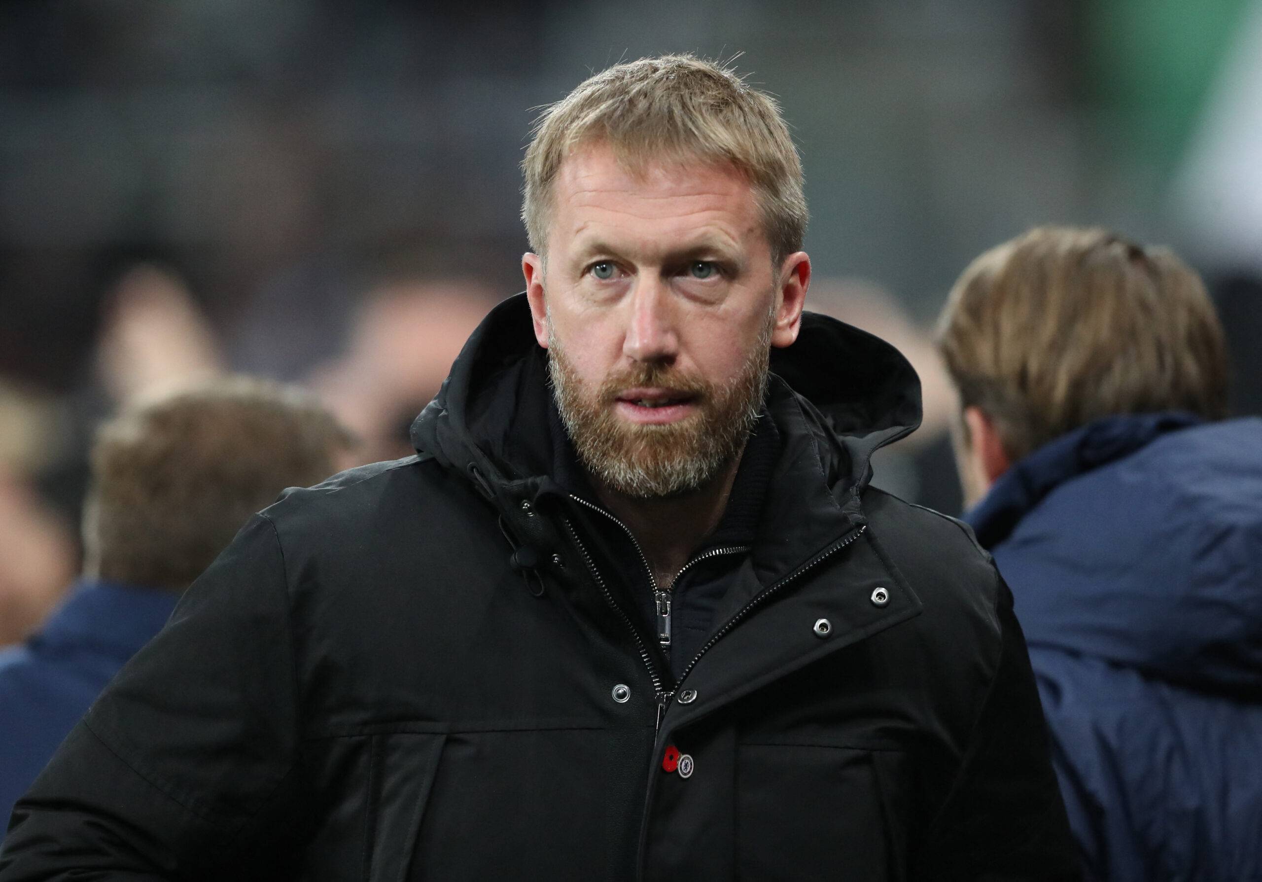 Chelsea head coach Graham Potter watches on