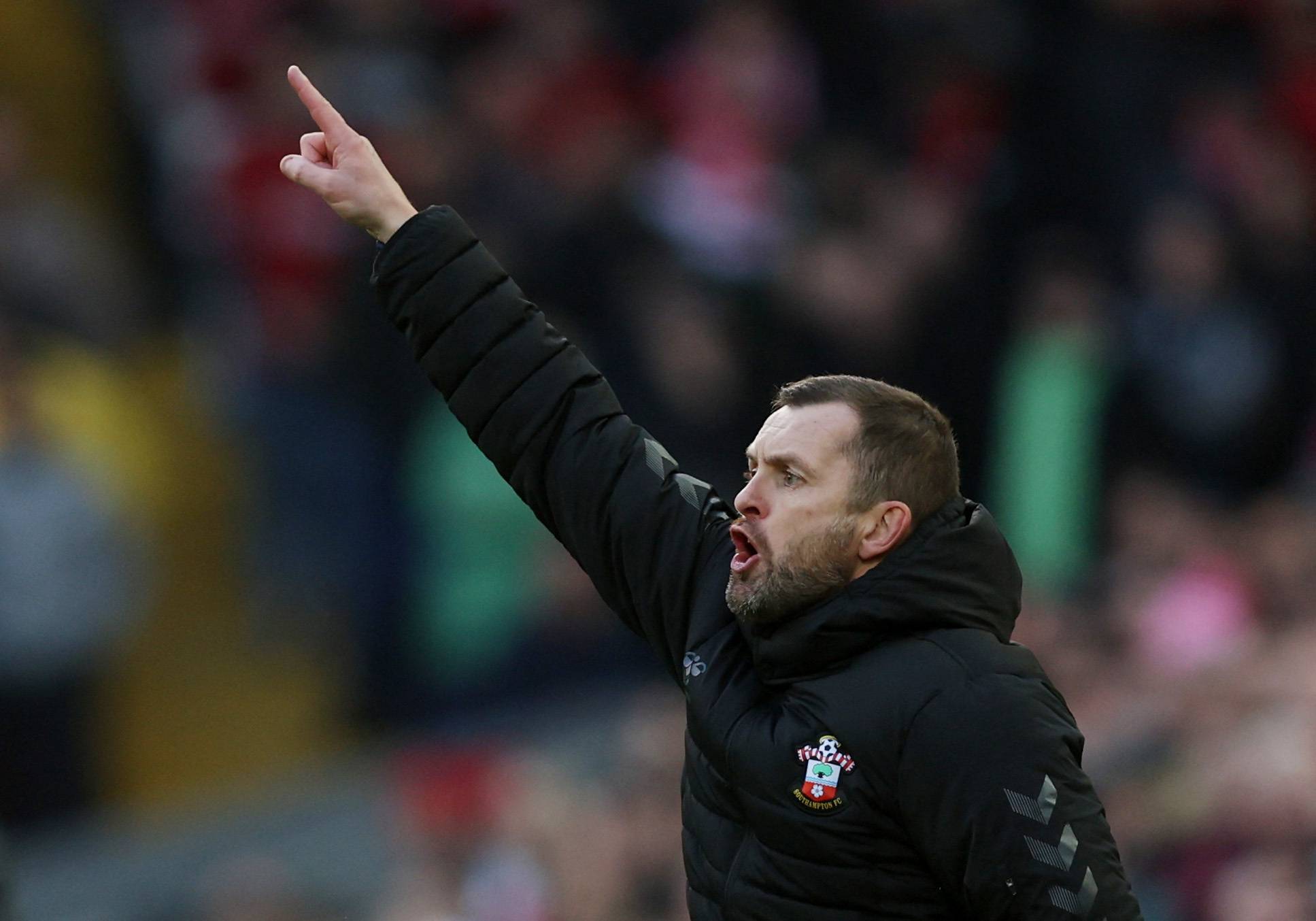 Nathan Jones on the touchline for Southampton against Liverpool
