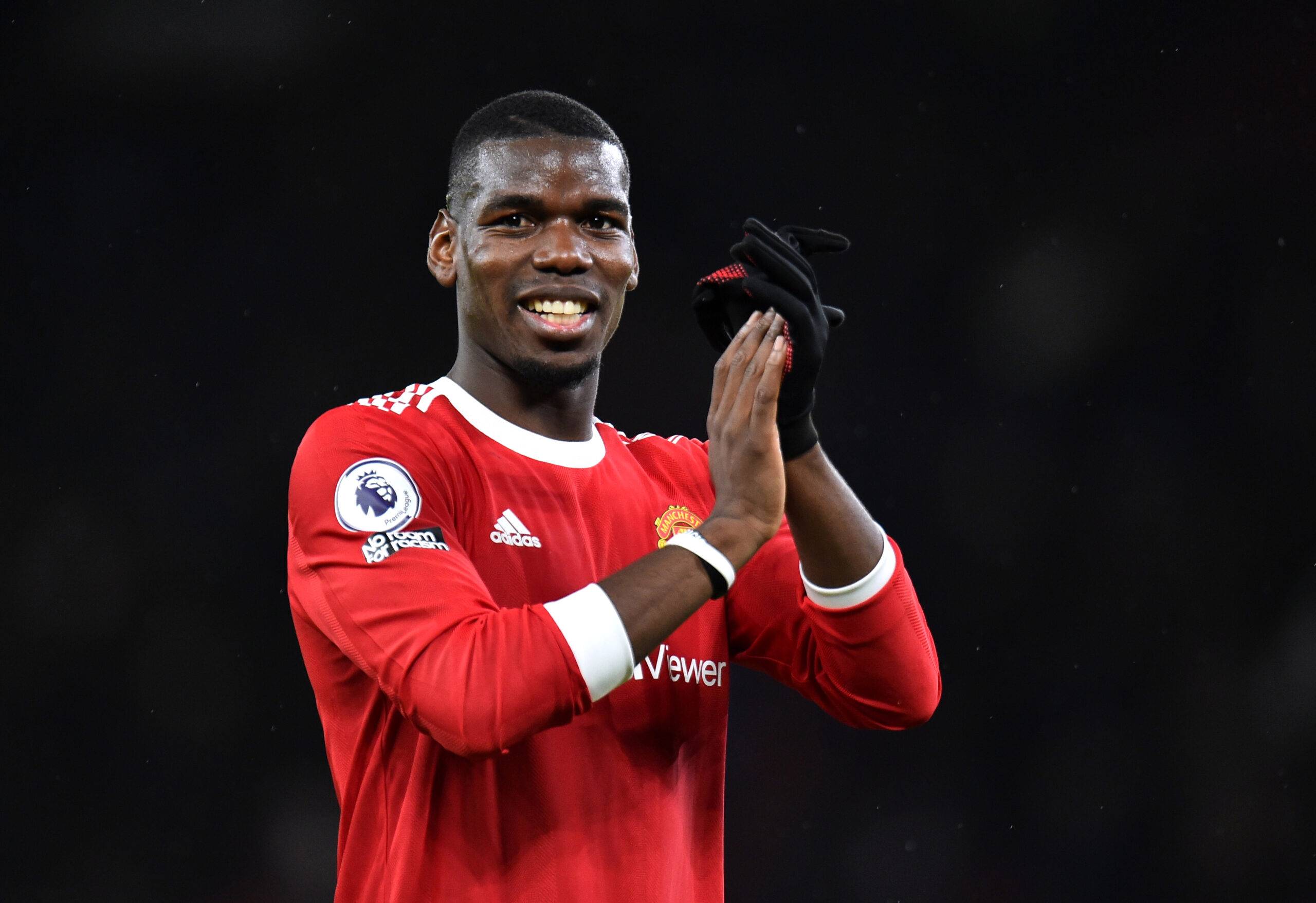 Paul Pogba celebrates a Manchester United performance versus Brighton