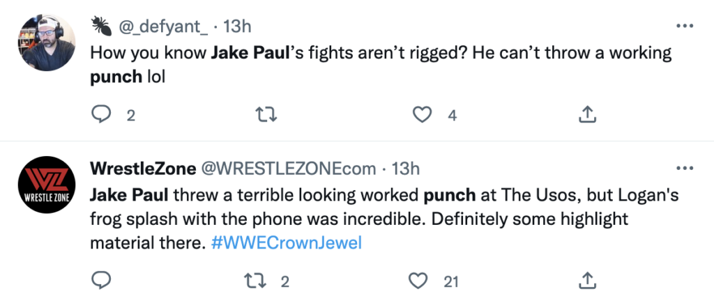 WWE Crown Jewel: Jake Paul's punches during Roman Reigns vs. Logan Paul were bad