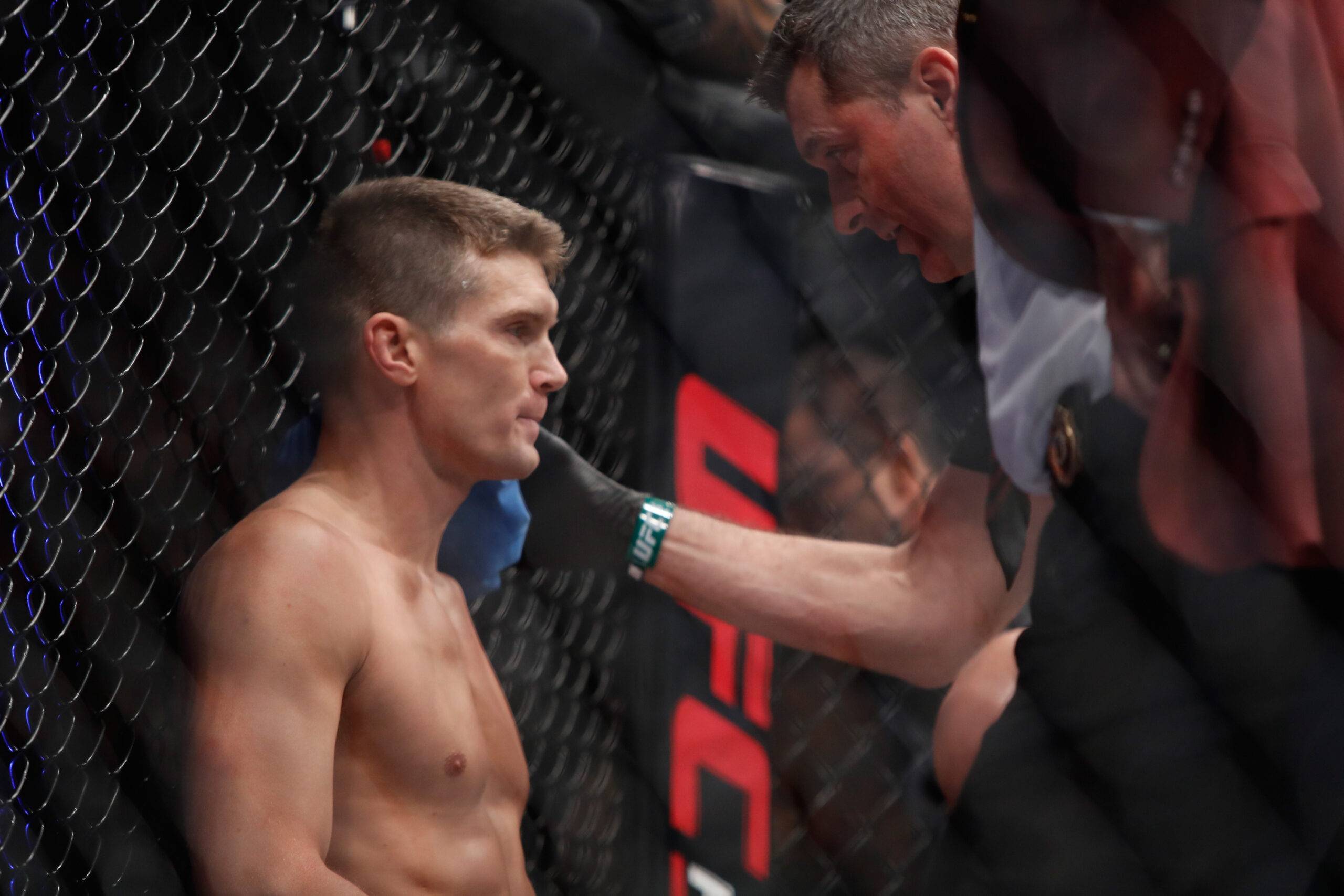 Stephen Thompson between rounds in the UFC