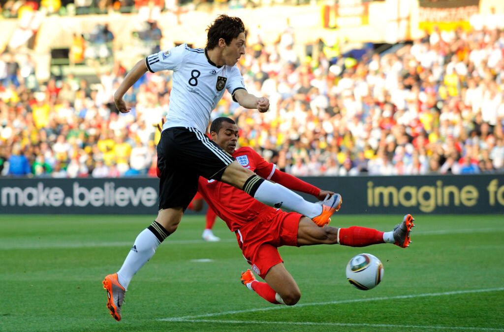 Mesut Ozil in action v England at 2010 World Cup