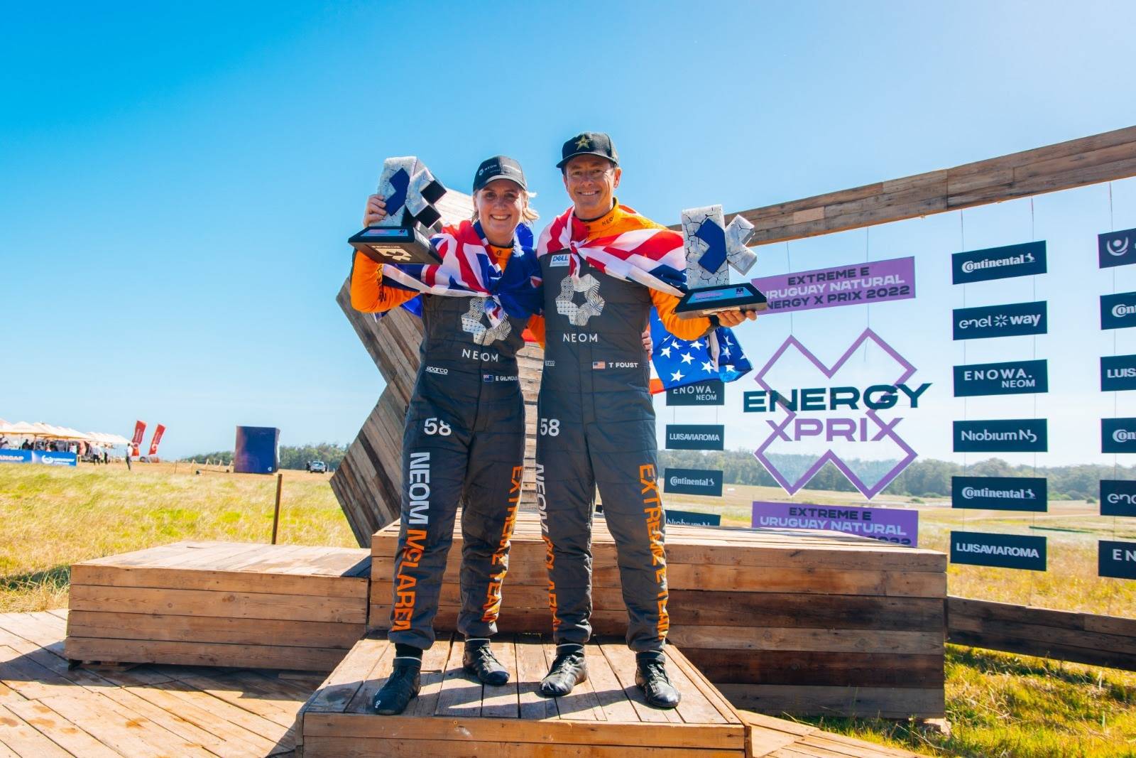 Extreme E Gimour and Foust on the podium