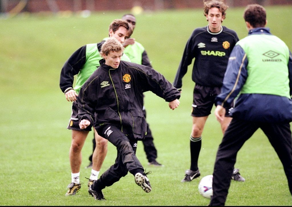 Solskjaer training with Man Utd in 1998
