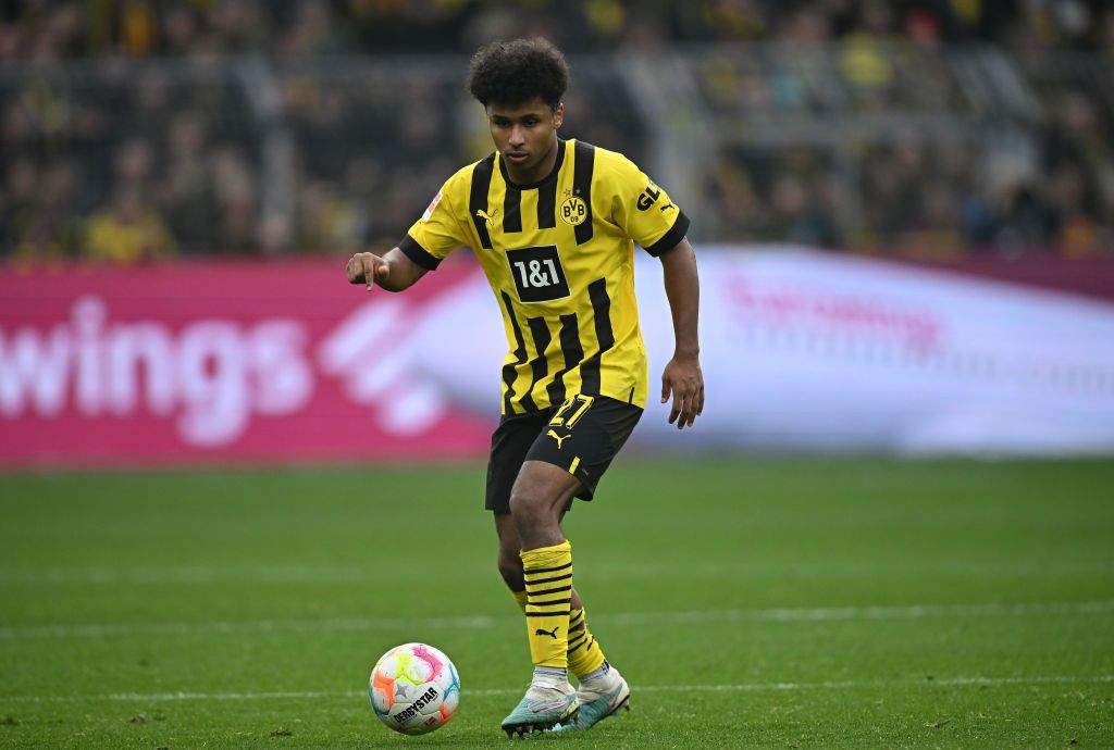 Karim Adeyemi with the ball at Borussia Dortmund
