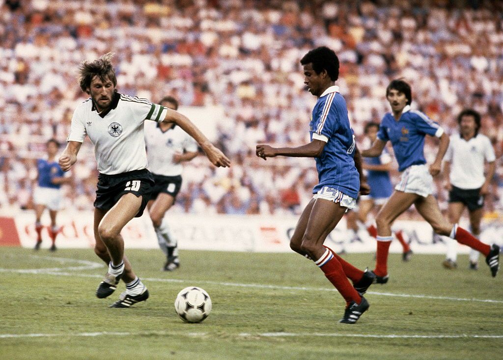 Manfred Kaltz in action for Germany